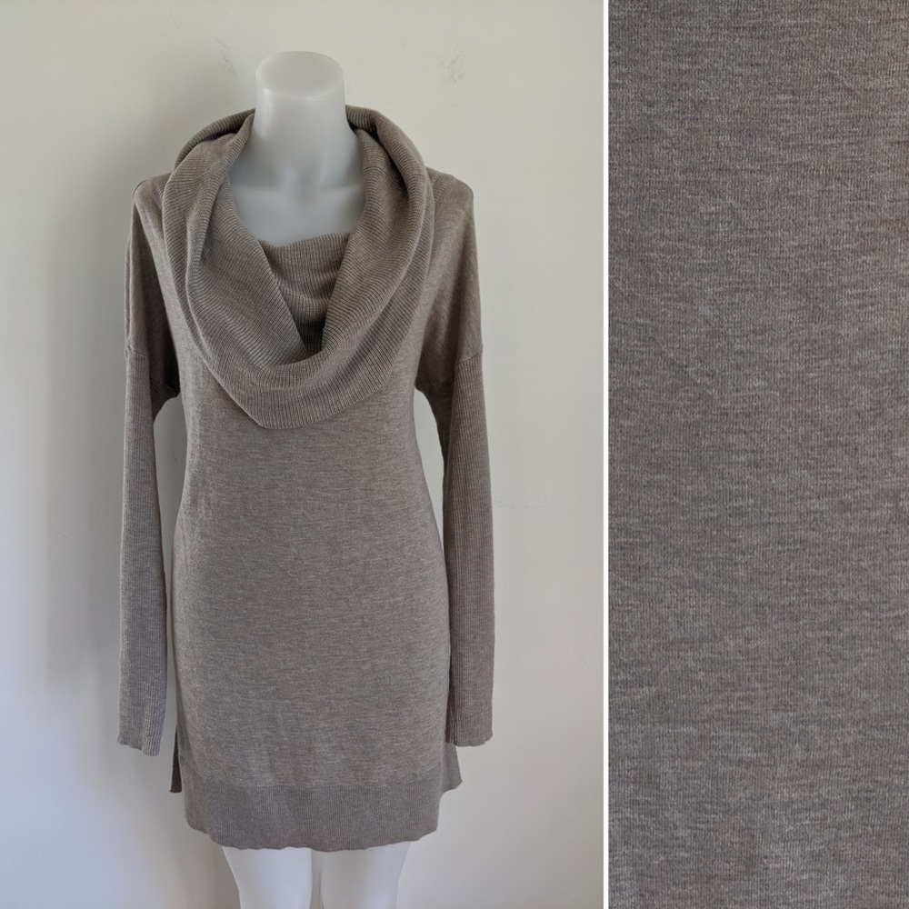 CASLON  Side Slit Cowl Neck Tunic, Tan, S
